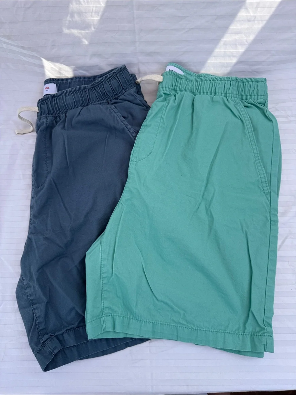 Teal and Charcoal Elastic Waist Shorts Duo